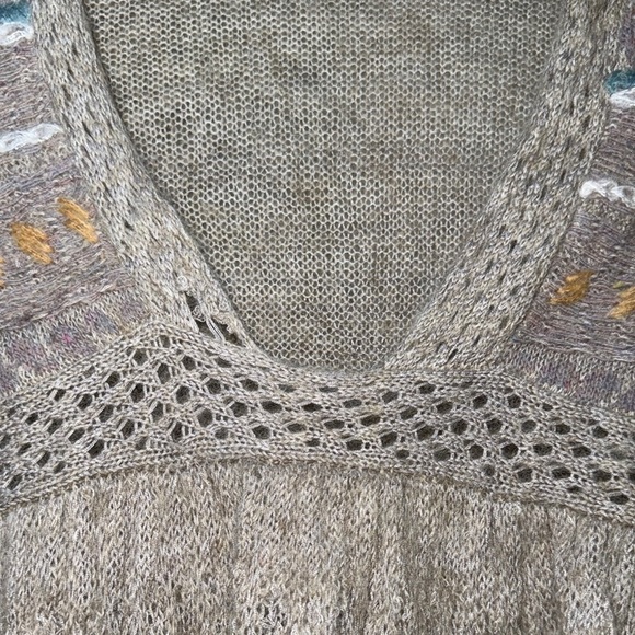 Free People Oversized Boho Knit Tunic Sweater Gray Size Small - Picture 12 of 13